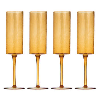 4pc Ladelle Flynn Champagne Glass Stemware 24.5cm - Amber