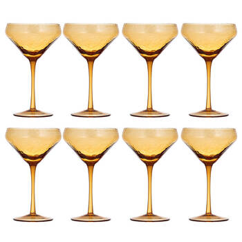 2x 4pc Ladelle Flynn Coupe Glass Stemware 18cm - Amber