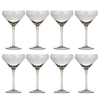 2x 4pc Ladelle Flynn Coupe Glass Stemware 18cm - Charcoal