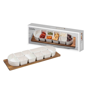 Ladelle Alto Serve & Share Porcelain/Wood Modular Server Medium