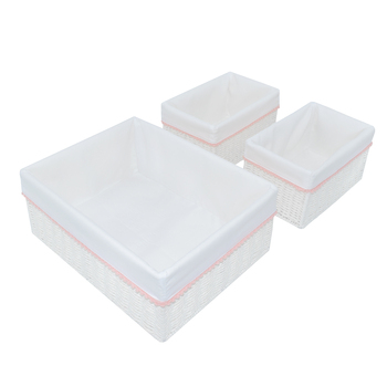 3pc Lolli Living Baby/Newborn Woven Storage Set Blush Pompom