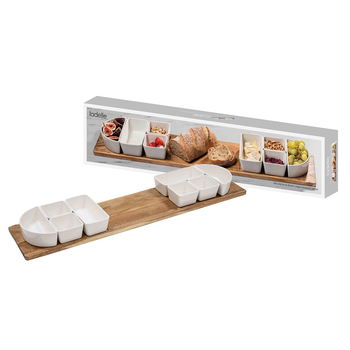 Ladelle Alto Serve & Share Porcelain/Acacia Wood Modular Server Large
