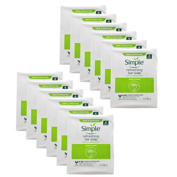 12x 4pc Simple 125g Refreshing Bar Soap w/ Cucumber Extract Moisturising