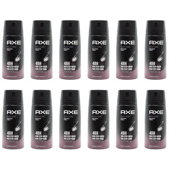 12PK Axe 150ml Deodorant Bodyspray 48hr For Men - Black Night