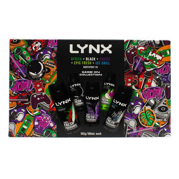 5pc Lynx Men's Game On Collection Bodyspray 102g/165ml Deodorant Spray Set