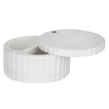 Mason White Marble Round 2 Part Salt Cellar Kitchen Storage Accesories 12x6cm