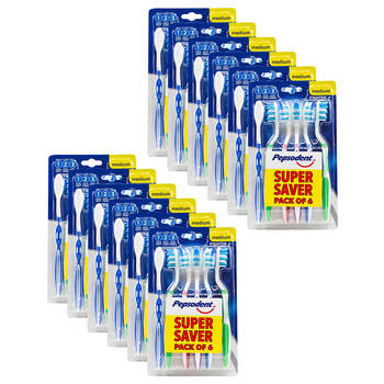 12x 6pc Pepsodent Medium Bristle Fighter + Toothbrush Pack Teeth Cleaning Care