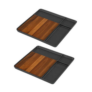 2PK Ladelle Essentials Square Serving Board 29.5cm - Charcoal