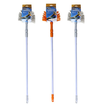 3PK White Glove Cobweb Ball With Extendable Handle 1.5M Assorted