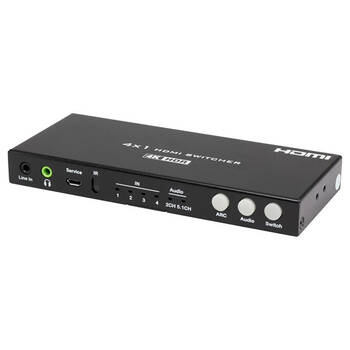 Pro2 4-Way 18GBPS HDMI Switcher Downscaler Audio/Video Device Hub Black