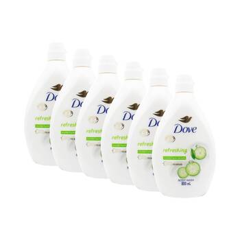 6PK Dove Body Wash Triple Moisture Serum Refresh 800ml Cucumber Green Tea Scent 