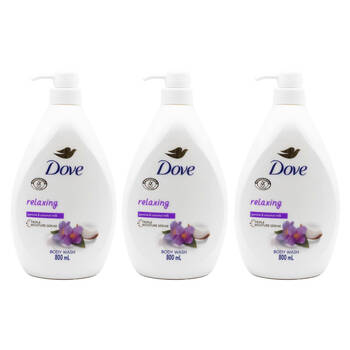 3PK Dove Relaxing 800ml Body Wash Triple Moisture Serum Jasmine & Coconut Milk