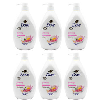 6PK Dove Glowing 800ml Body Wash Triple Moisture Serum Rice Water & Lotus Flower
