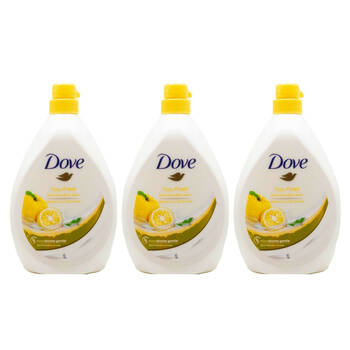 3PK Dove Yuzu Fresh Refreshing 1L Body Wash Pump Bottle Hydrating Care