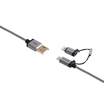 Verbatim Metallic Charge & Sync 2-in1 Micro+MFI-Certified Lightning Cable Grey 120cm