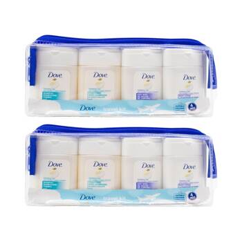 2x 4pc Dove Hydrating Care Travel Kit Shampoo Conditioner Body Wash Lotion 30ml