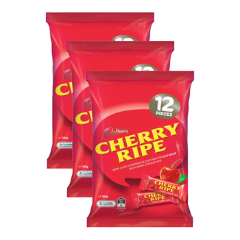 3x 12pc Cadbury 180g Chocolate Chery Ripe Sharepack