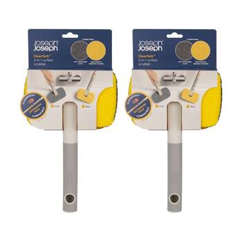 2PK Joseph Joseph CleanTech Surface Scrubber Compatible W/ Extension Pole 2-in-1