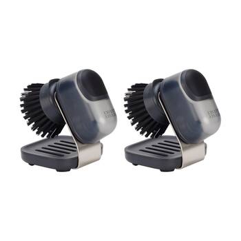 2PK Joseph Joseph SinkTech Soap Dispenser Palm Brush With Stand Graphite