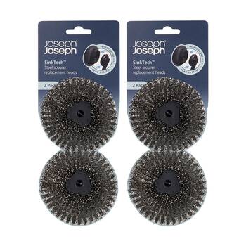2x 2pc Joseph Joseph SinkTech Steel Kitchen Scourer Replacement Heads Graphite