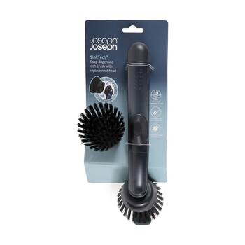 Joseph Joseph SinkTech Soap Dispensing Kitchen Dish Brush W/ Replacement Black