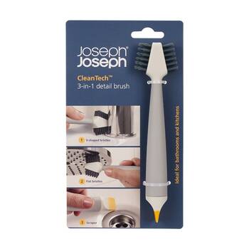 Joseph Joseph CleanTech 3-In-1 Bathroom Grout And Corner Detail Brush Stone