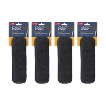 4PK Joseph Joseph CleanTech Microfibre Glass Cleaner Squeegee Replacement Blue