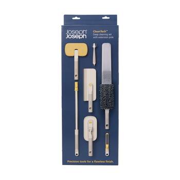 6pc Joseph Joseph CleanTech Deep Cleaning Set W/ Tools & Extension Pole Stone
