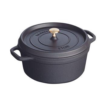 Staub 26cm/5.2L Cast Iron Round Cocotte Pot w/ Lid - Black