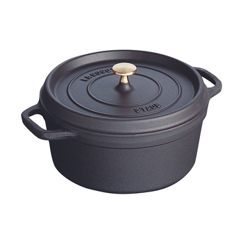 Staub 28cm/6.7L Cast Iron Round Cocotte Pot w/ Lid - Black