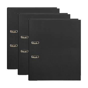 3PK Marbig Foolscap PE 75mm Lever Arch File Folder - Black