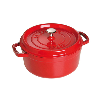 Staub 24cm/3.8L Cast Iron Round Cocotte Pot w/ Lid - Cherry Red