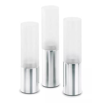3pc Blomus Faro Frosted Glass Tealight Candle Holder Tall Home Decor Silver