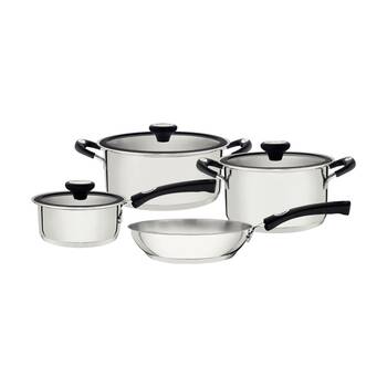 4pc Tramontina Solar Cookware Set Tri-Ply Stainless Steel w/Silicone Handles
