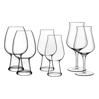 6pc Luigi Bormioli Birrateque Mixed Beer Drinking Glasses