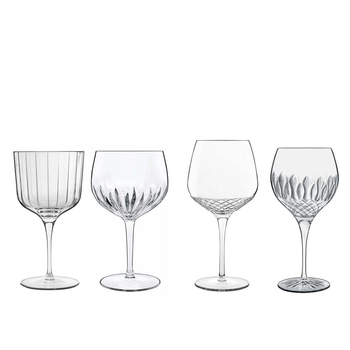 4pc Luigi Bormioli Mixed Gin Glasses Drinking Stemware Set
