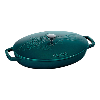 Staub La Mer Fish 32cm/2.8L Cast Iron Oval Dish - Sea Blue