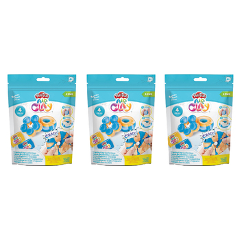 3x 4pc Play-Doh Crunchy Air Clay Blue Donut Set Kids Craft Kit 3y+