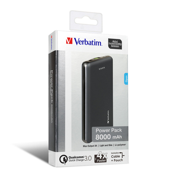 Verbatim QC 3.0 8000mAh Power Pack External Battery - Black