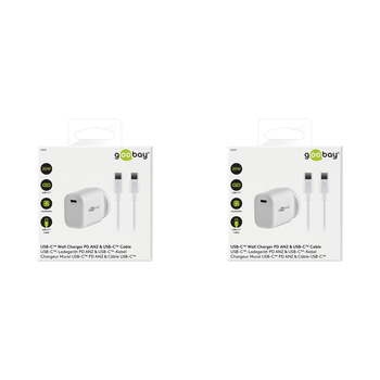 2PK Goobay Wall Charger ANZ 20W USB-C PD w/ Type-C Cable - White