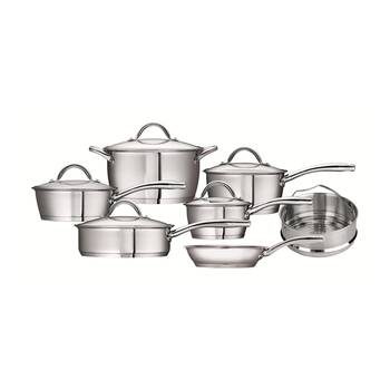 7pc Tramontina Professional Cookware Set Stainless Steel Tri-Ply Base w/Lids