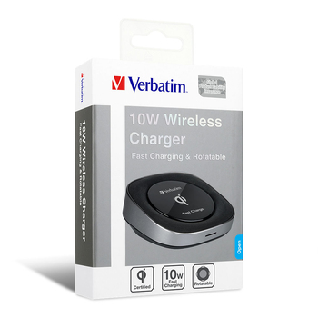Verbatim 10W Rotatable Wireless Charger For iPhone/Samsung - Black