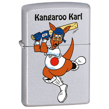 Zippo Kangaroo Karl Cricket Genuine Satin Chrome Finish Cigar Cigarette Lighter