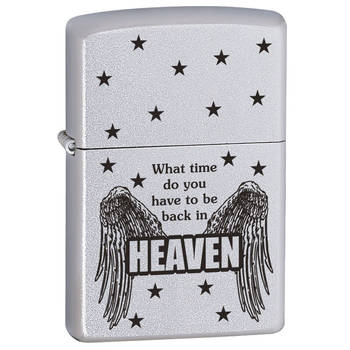 Zippo "What Time" Genuine Satin Chrome Finish Cigar Cigarette Pocket Lighter