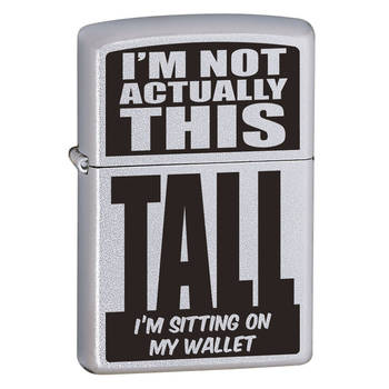 Zippo "I'm Not Actually this Tall" Genuine Satin Chrome Cigar Cigarette Lighter