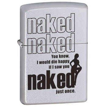 Zippo "Naked Naked" Genuine Satin Chrome Finish Cigar Cigarette Pocket Lighter