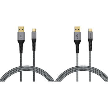 2x Verbatim USB Type C to A Cable with Kevlar 120cm - Grey