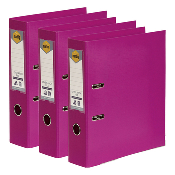 3PK Marbig PE Lever Arch File Folder A4 Document Organiser - Pink