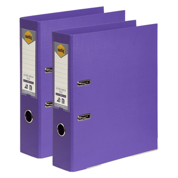 2PK Marbig PE Lever Arch File Folder A4 Document Organiser - Purple