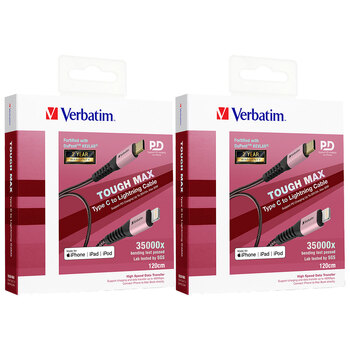 2PK Verbatim Type C to Lightning Cable with Kevlar 120cm Rose Gold